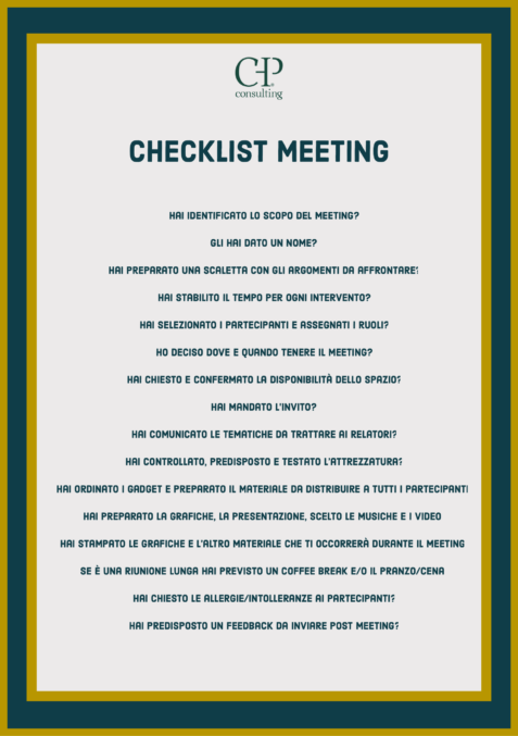 La Checklists per pianificare il tuo prossimo meeting clubhouse porto